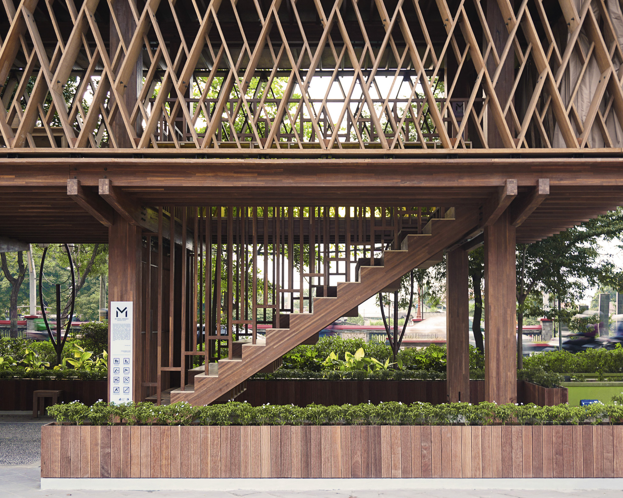 SHAU Microlibraries, Indonesia - exterior view and stairs